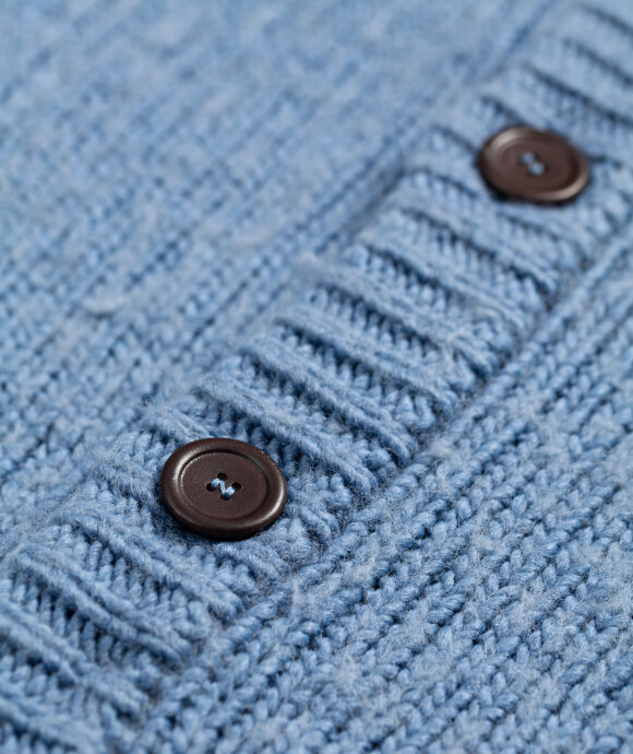 OUR LEGACY ribbed-knit hooded cardigan - Blue
