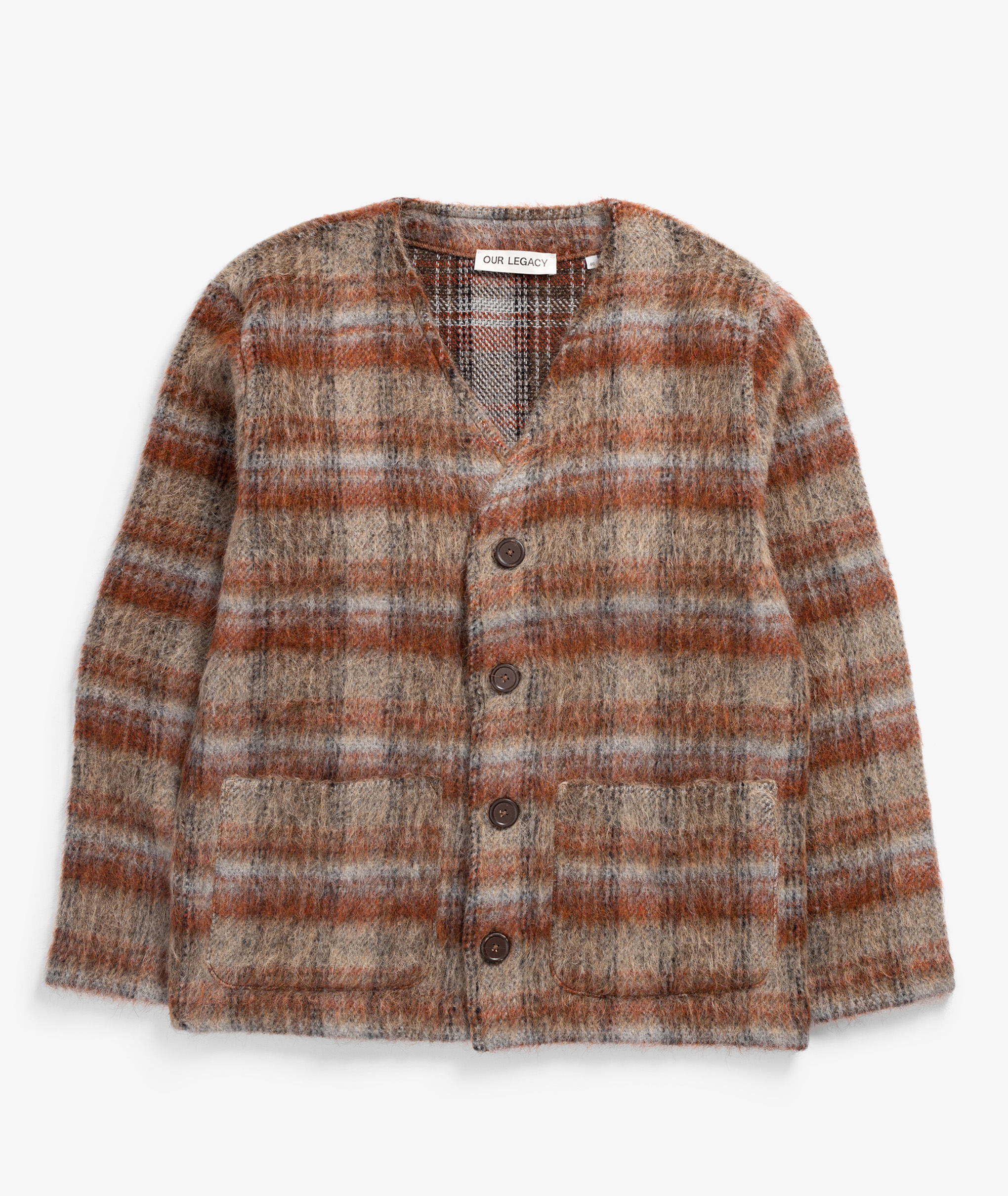 OUR LEGACY AMENT CHECK MOHAIR CARDIGAN-