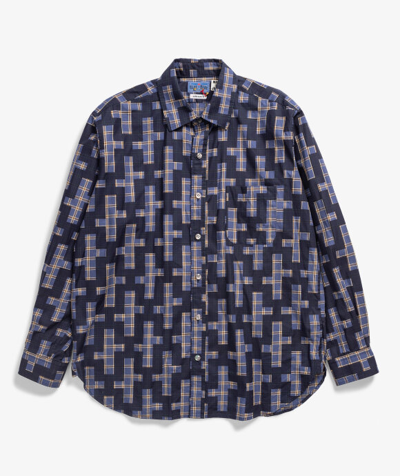 Blue Blue Japan - Cross Pattern Pigment Print Shirt
