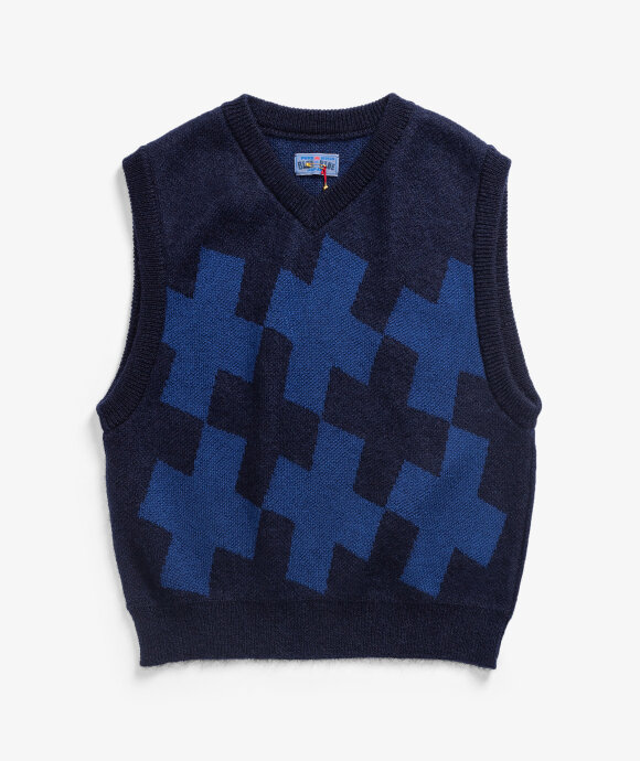 Blue Blue Japan - Cross Pattern Mohair Vest