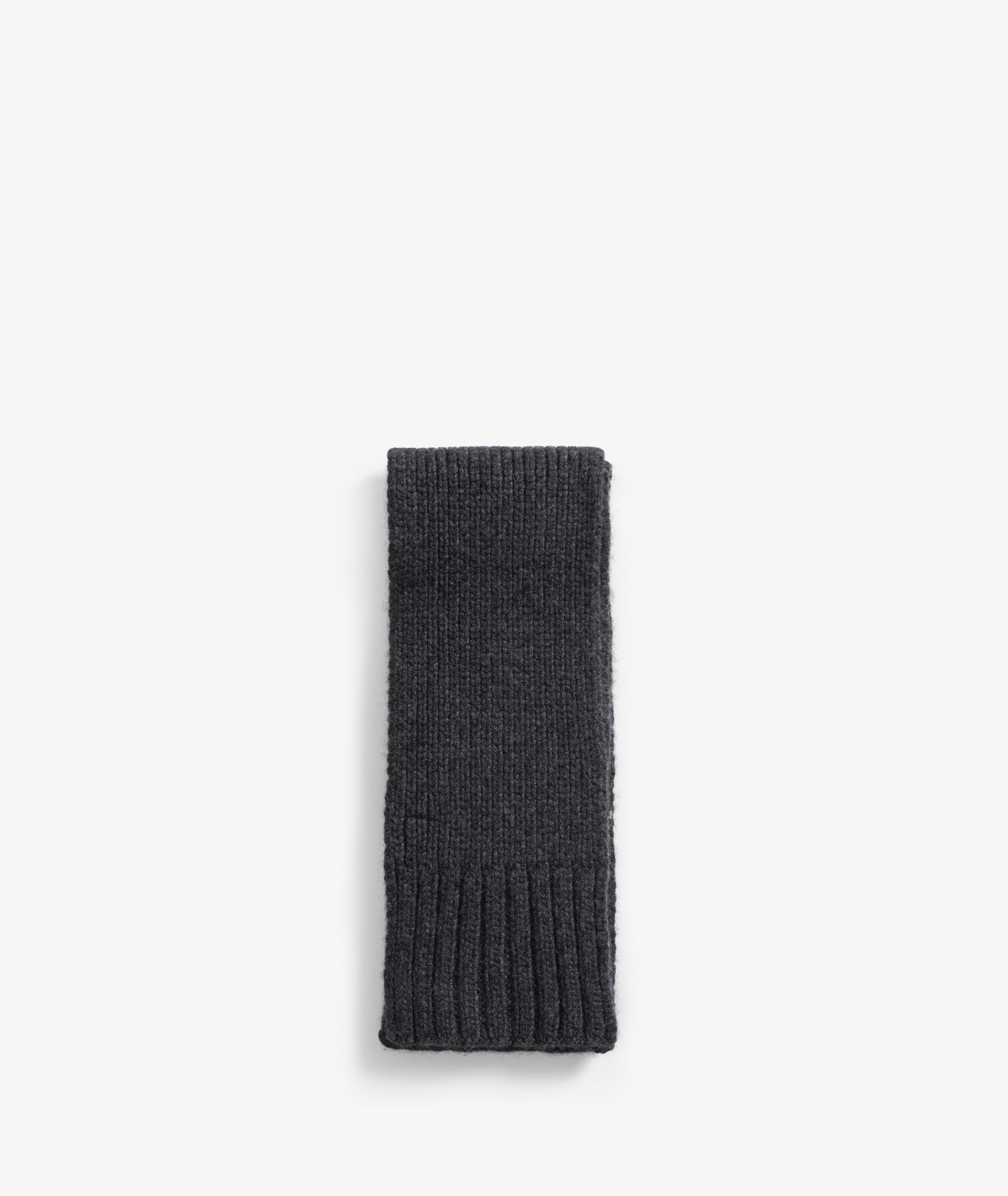 Charcoal, Mens Pure Cashmere Ribbed Scarf