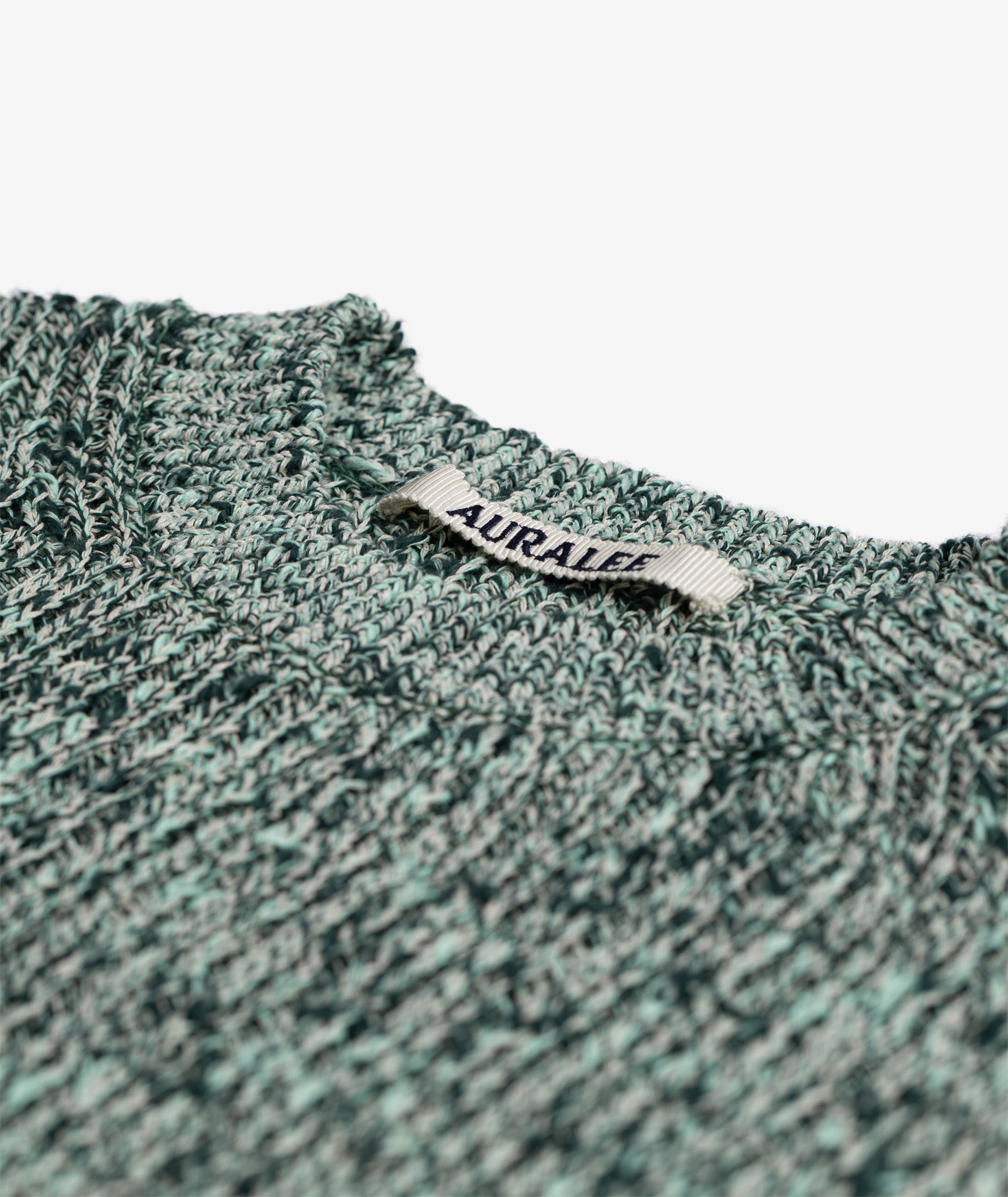 Norse Store  Shipping Worldwide - Auralee Mix Yarn Rib Knit Pullover -  Green