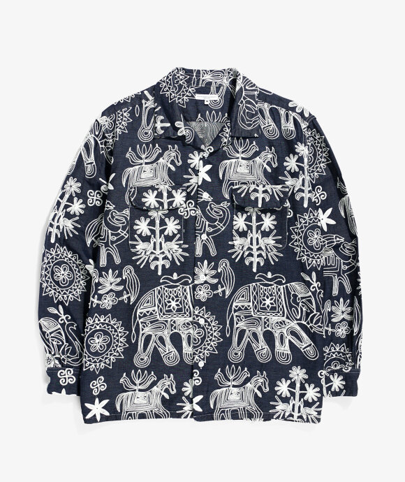 Engineered Garments - Indigo Floral Denim Classic Shirt