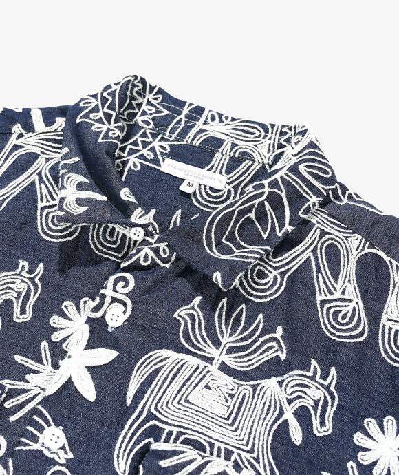 Engineered Garments - Indigo Floral Denim Classic Shirt