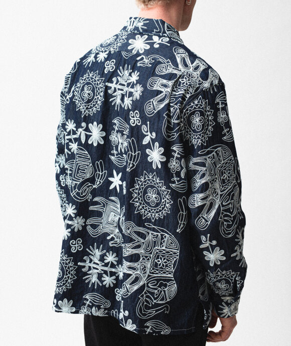 Engineered Garments - Indigo Floral Denim Classic Shirt