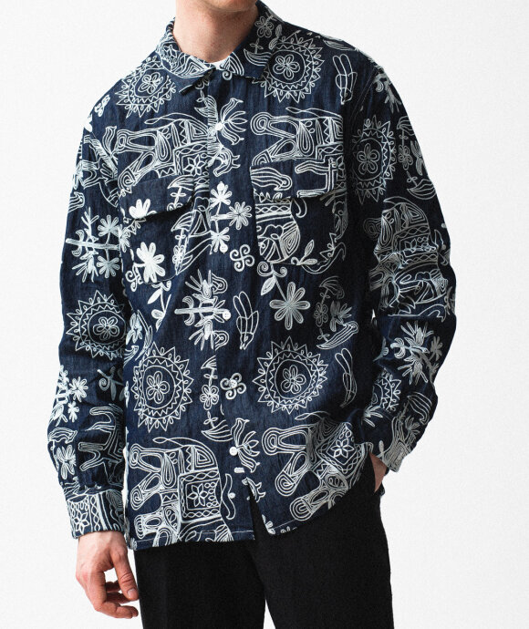 Engineered Garments - Indigo Floral Denim Classic Shirt