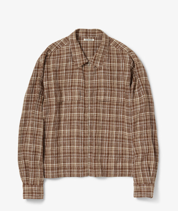 Auralee - Linen Silk Check Zip Blouson