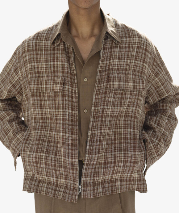 Auralee - Linen Silk Check Zip Blouson