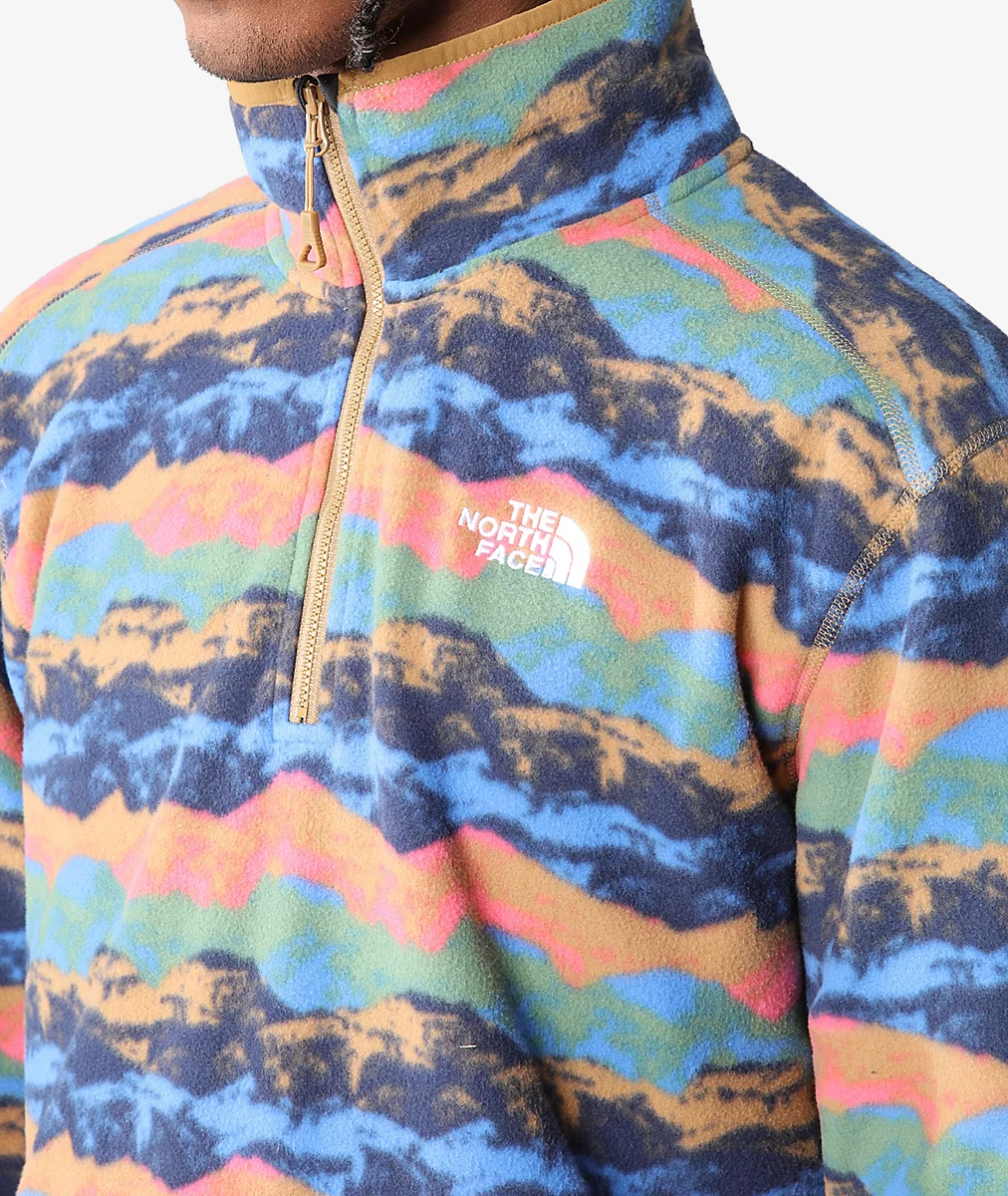 The North Face Pull-Over En Polaire 100 Glacier Zippé 1/4 Meridian Blue