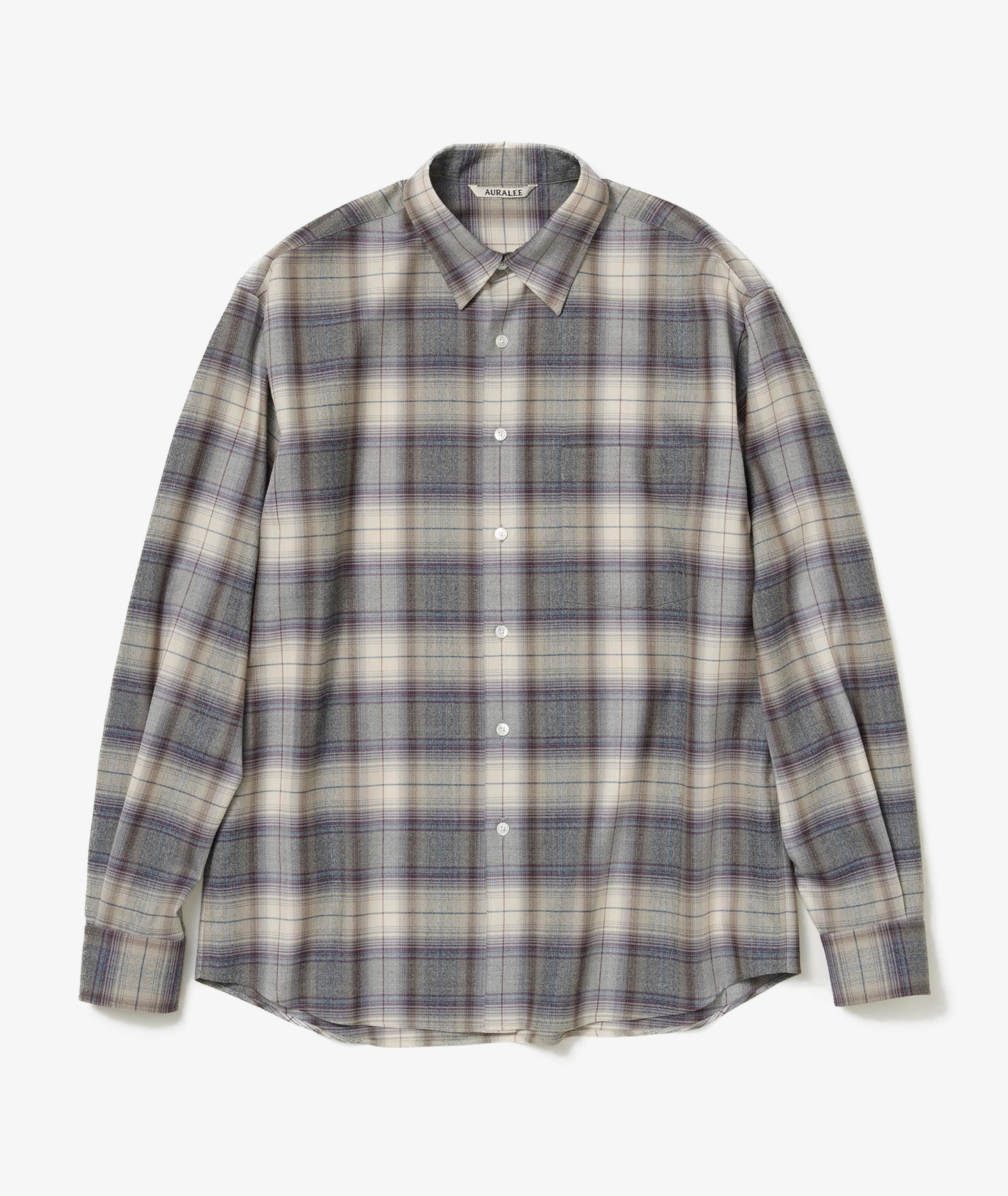 auralee  SUPER LIGHT WOOL CHECK SHIRT