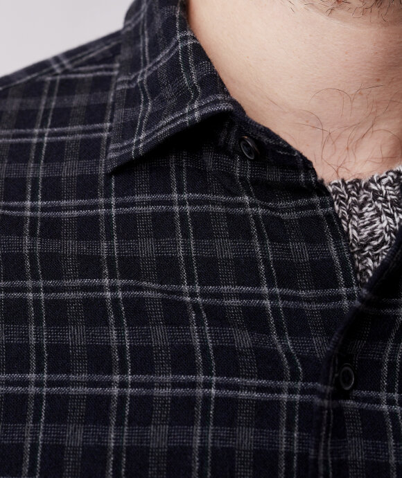 Kaptain Sunshine - Woolplaid Semi Spread Collar Shirt