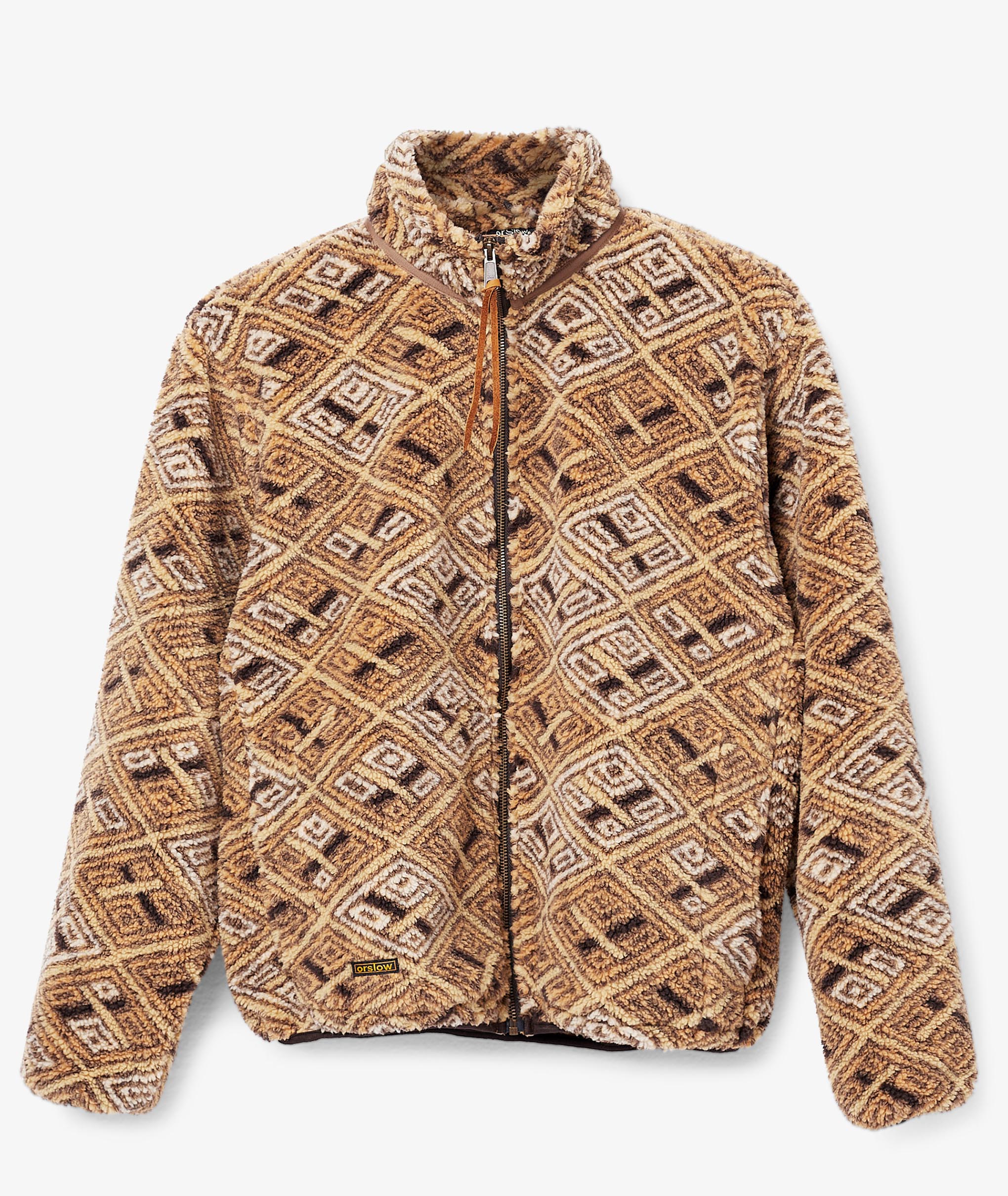 Orslow - Men - Fleece-Jacquard Jacket Brown - 2