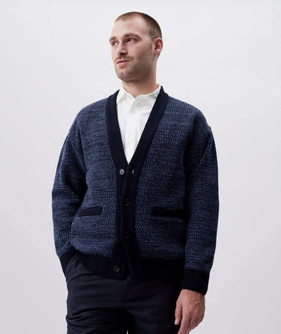 Blue Blue Japan - KNITTED CITY LIGHT PIQUE V-NECK CARDIGAN