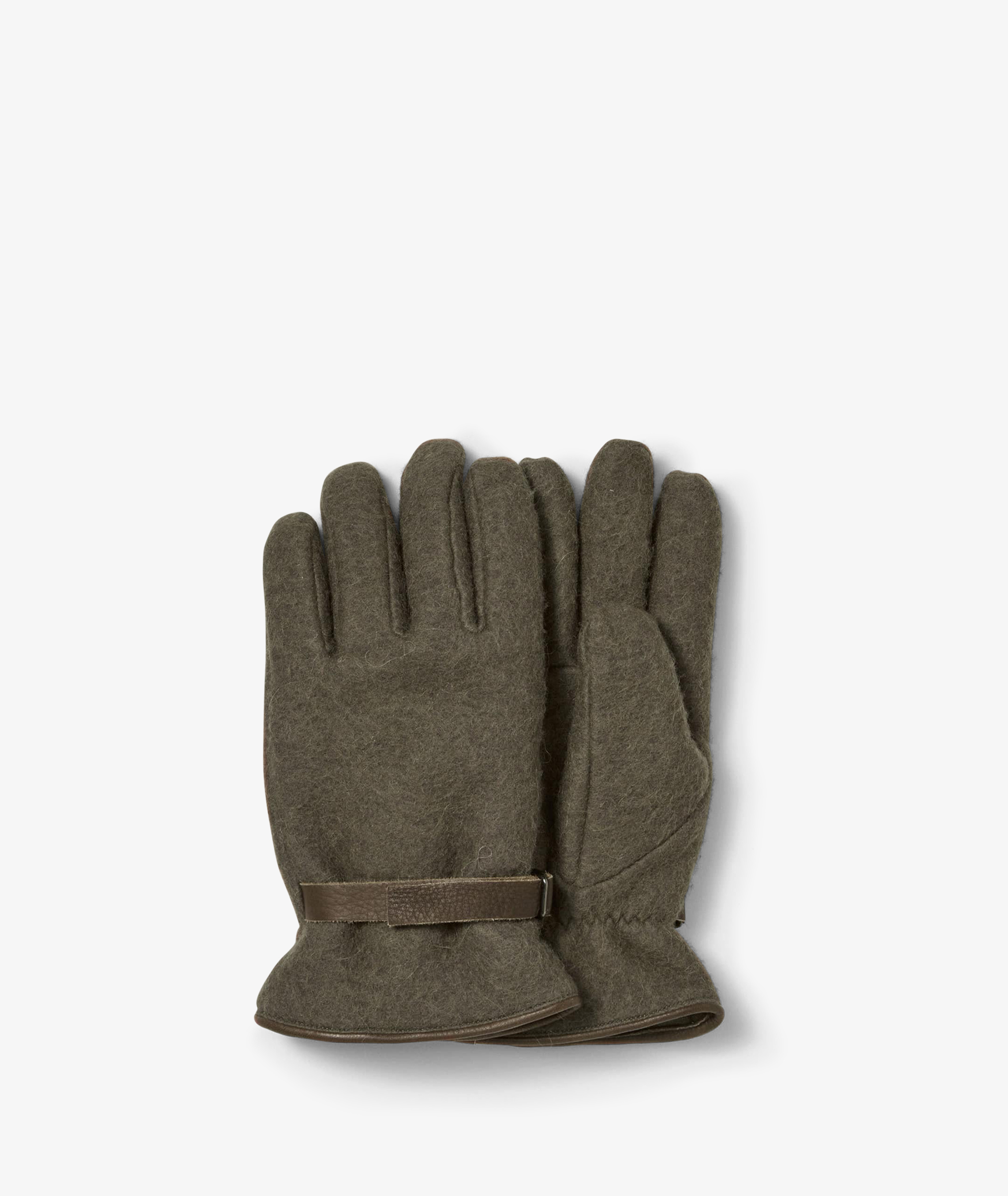 Norse Store  Shipping Worldwide - Auralee Brushed Alpaca Wool Melton  Gloves - Dark Olive