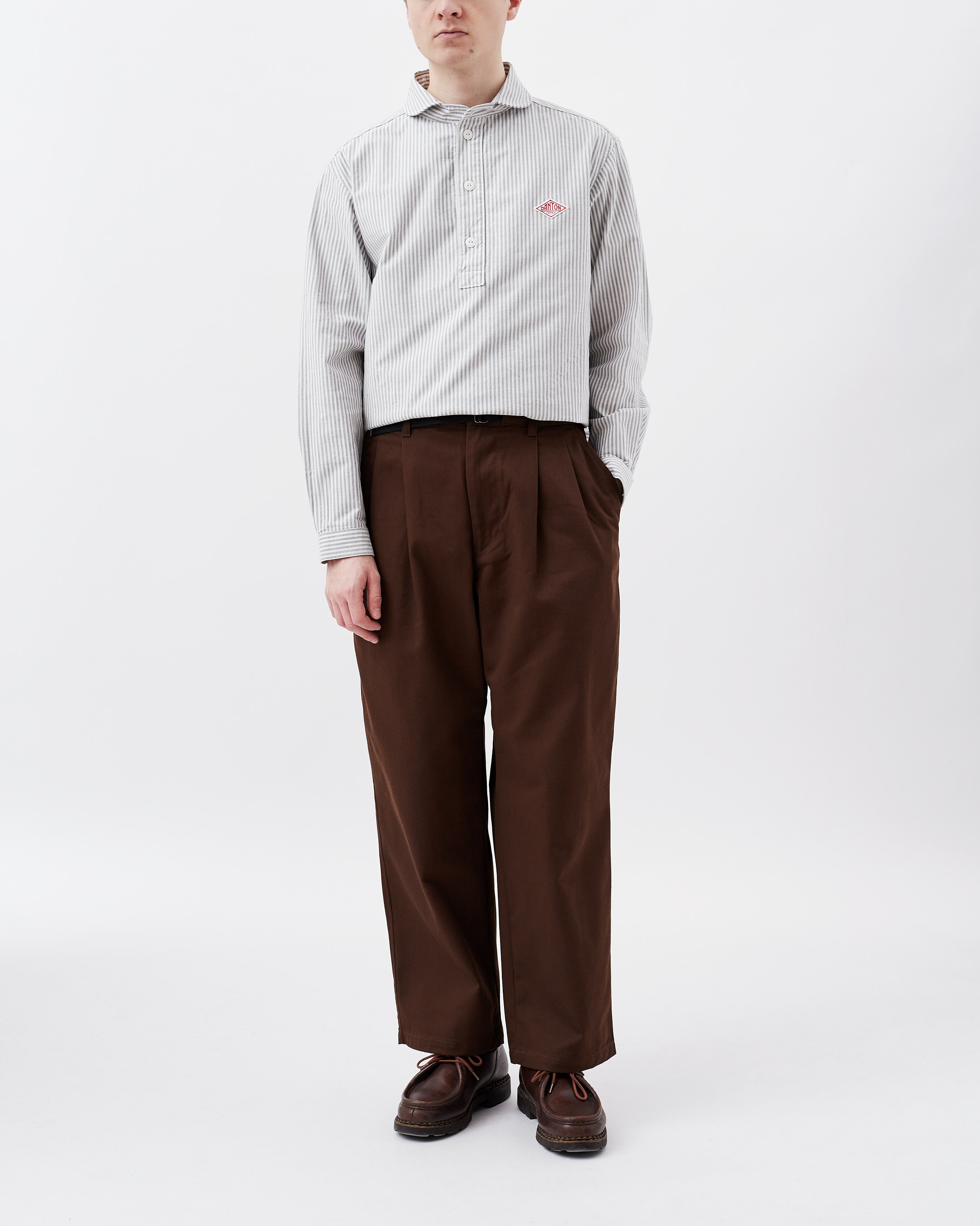 Norse Store  Shipping Worldwide - Danton Tuck Belted Pants - Brown