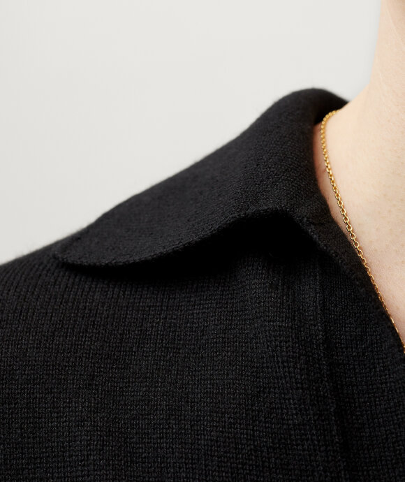 Auralee - SUPER FINE CASHMERE SILK KNIT SKIPPER POLO