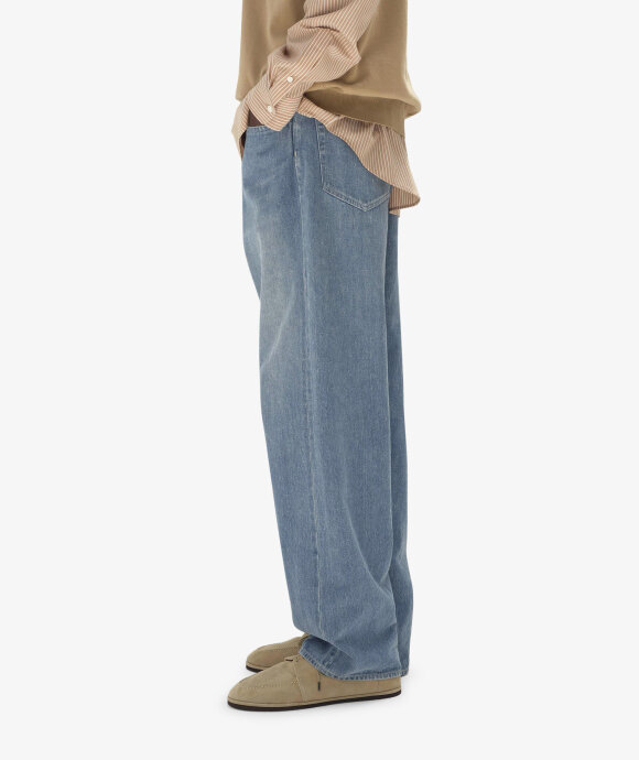 Auralee - Selvedge Faded Light Denim Wide Pants