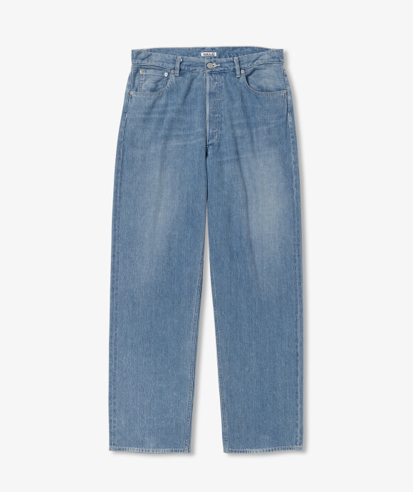 Auralee - Selvedge Faded Light Denim Wide Pants