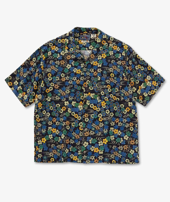 Blue Blue Japan - WOVEN RAYON "CHIRIMEN"  "CHIYOGAMI-SAKURA" SS SHIRT