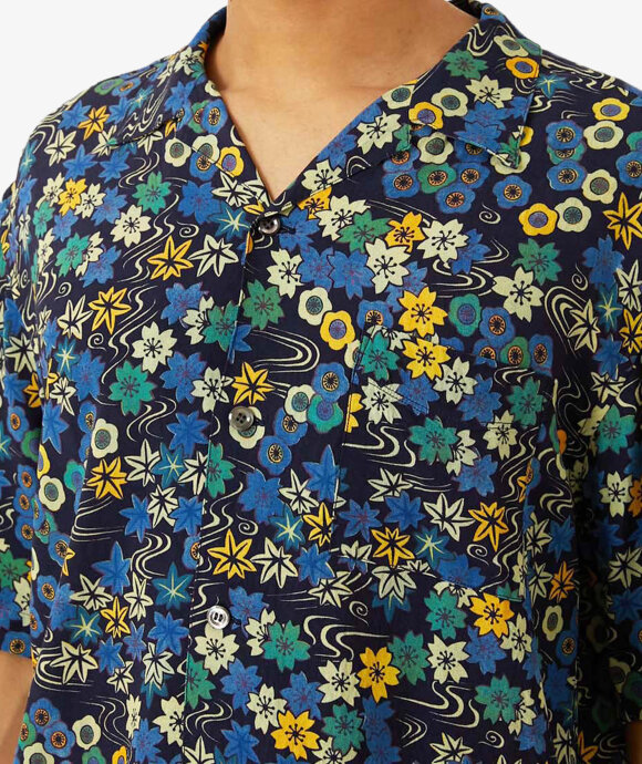 Blue Blue Japan - WOVEN RAYON "CHIRIMEN"  "CHIYOGAMI-SAKURA" SS SHIRT