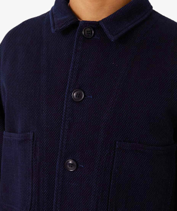 Blue Blue Japan - MEN'S WOVEN PURE INDIGO LIGHT  "SASHIKO" COVERALL JACKET