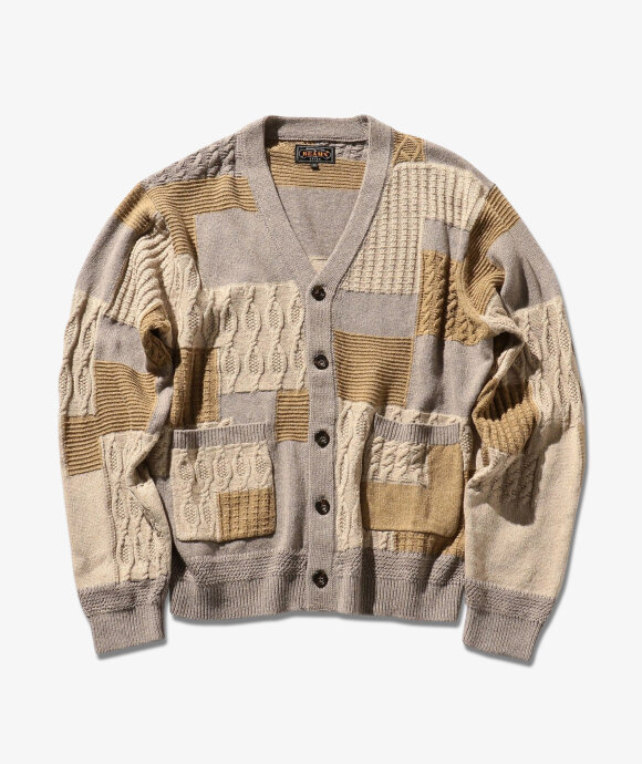 Beams Plus - Cardigan Patchwork Like Jacquard