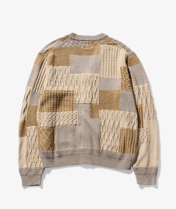 Beams Plus - Cardigan Patchwork Like Jacquard