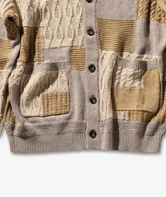 Beams Plus - Cardigan Patchwork Like Jacquard