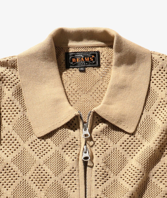 Beams Plus - Zip Knit Polo Mesh